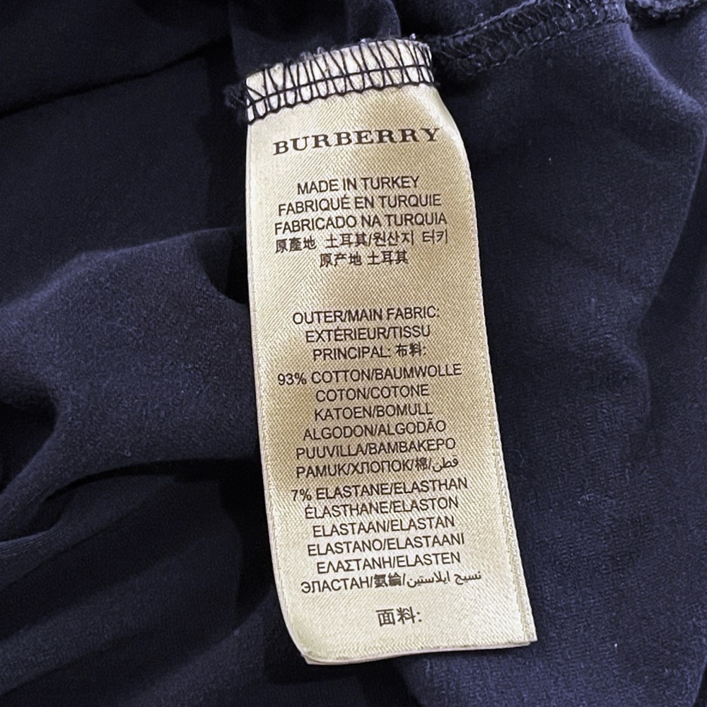Burberry Brit Navy Blue Cotton Short Sleeve Nova Check Cuff T-Shirt Tee Size XS - Picture 10 of 10